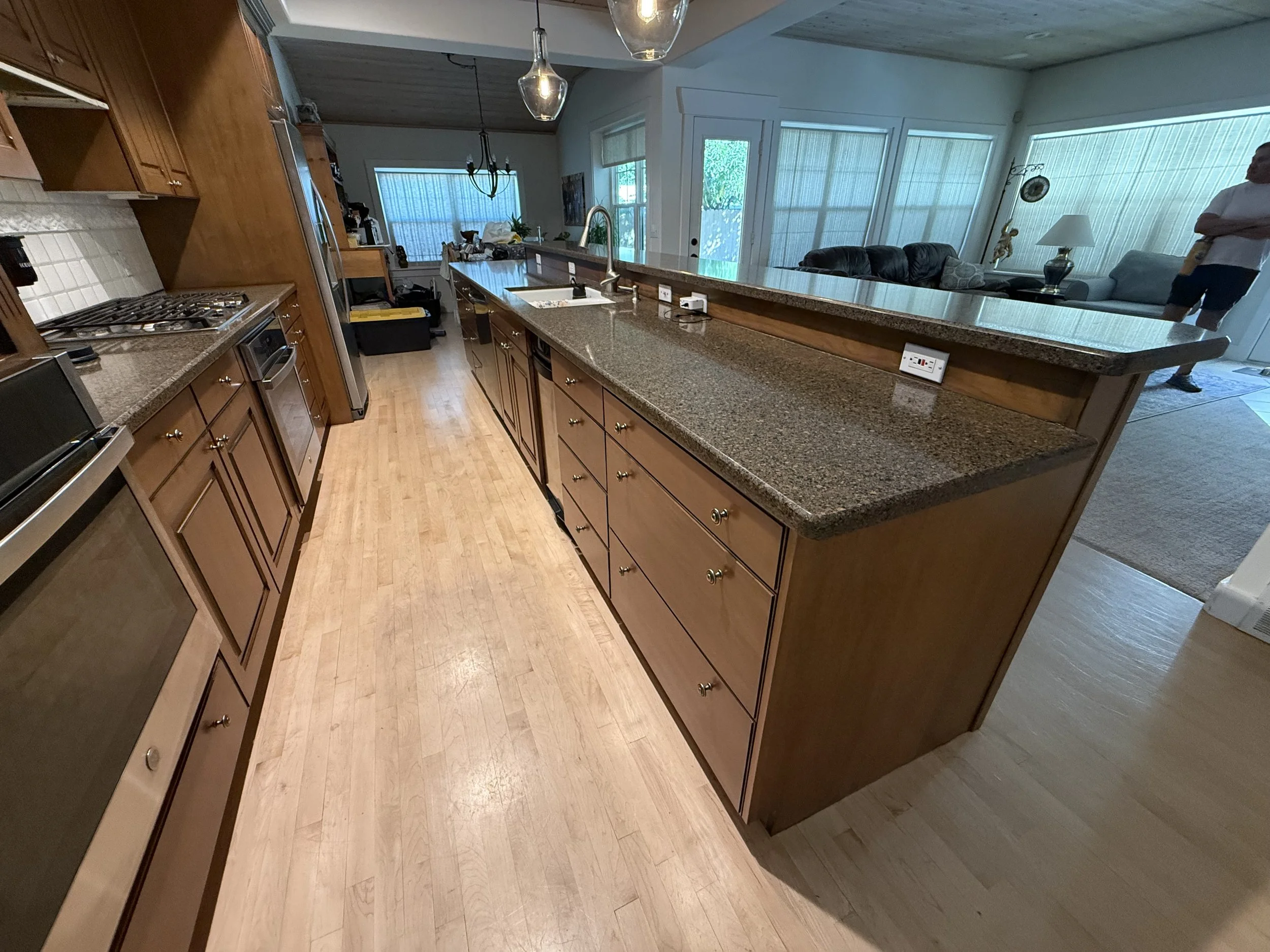 Kitchen cabinets after refinishing in Cottonwood Heights, Utah