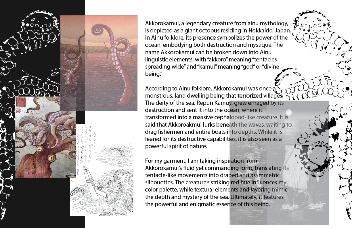 Various artwork and illustrations of octopuses and waves, including traditional Japanese ink paintings and contemporary art styles.