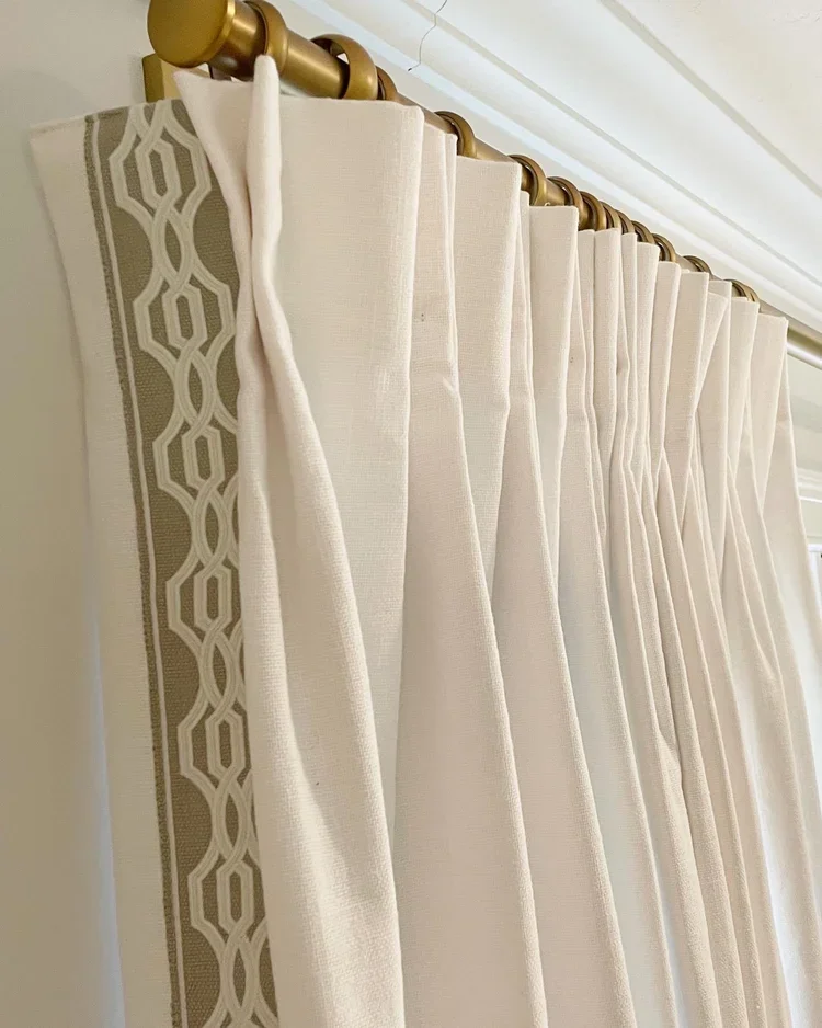 Hingham, custom drapery with custom trim.