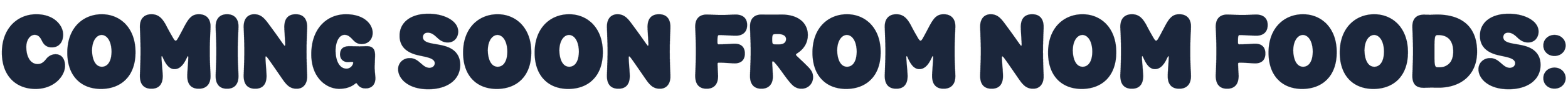 Text announcing a coming feature from Nom Foods.