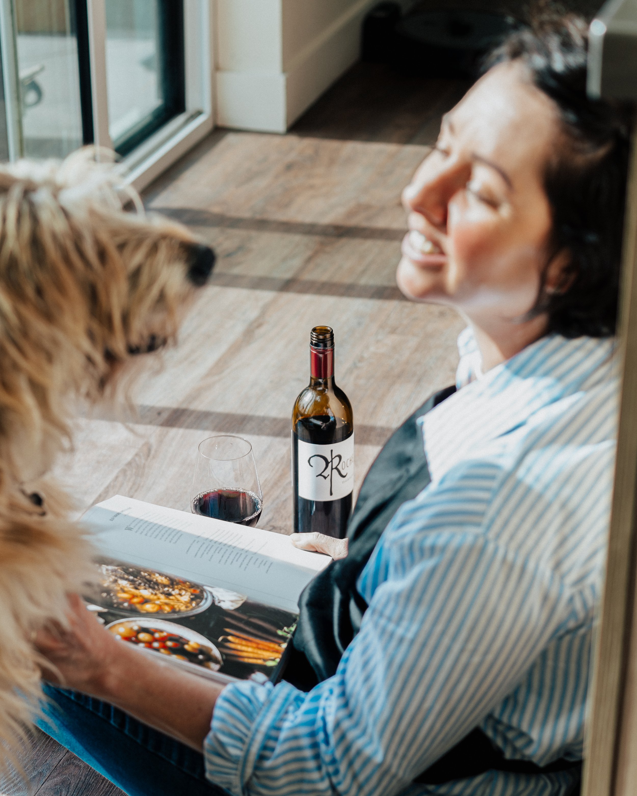wine photography dog