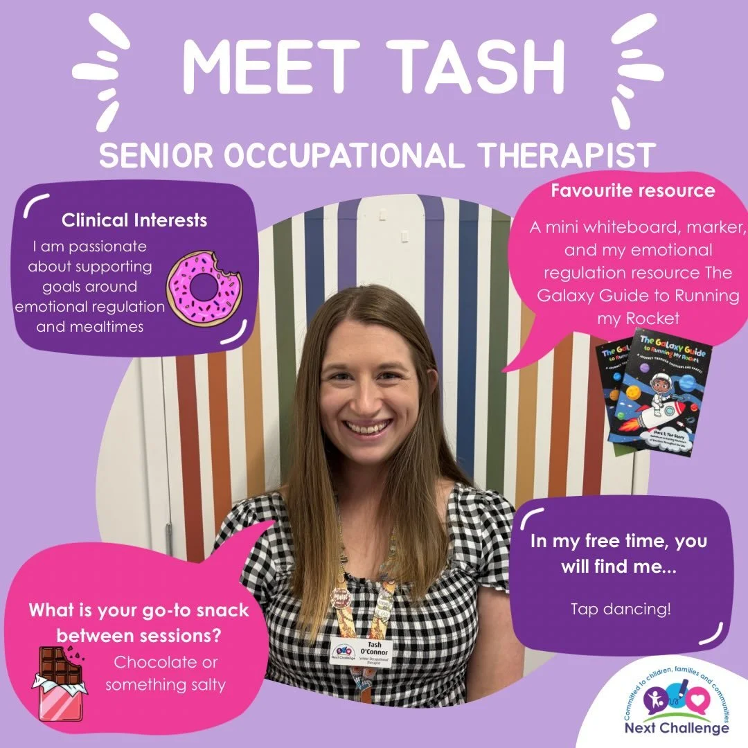 Meet Tash! 👋💜 

Tash is one of our Senior Occupational Therapists who brings a warm, thoughtful and goal-focused approach to every session 🌈 

She has a special interest in emotional regulation and mealtimes, and loves supporting children in ways 