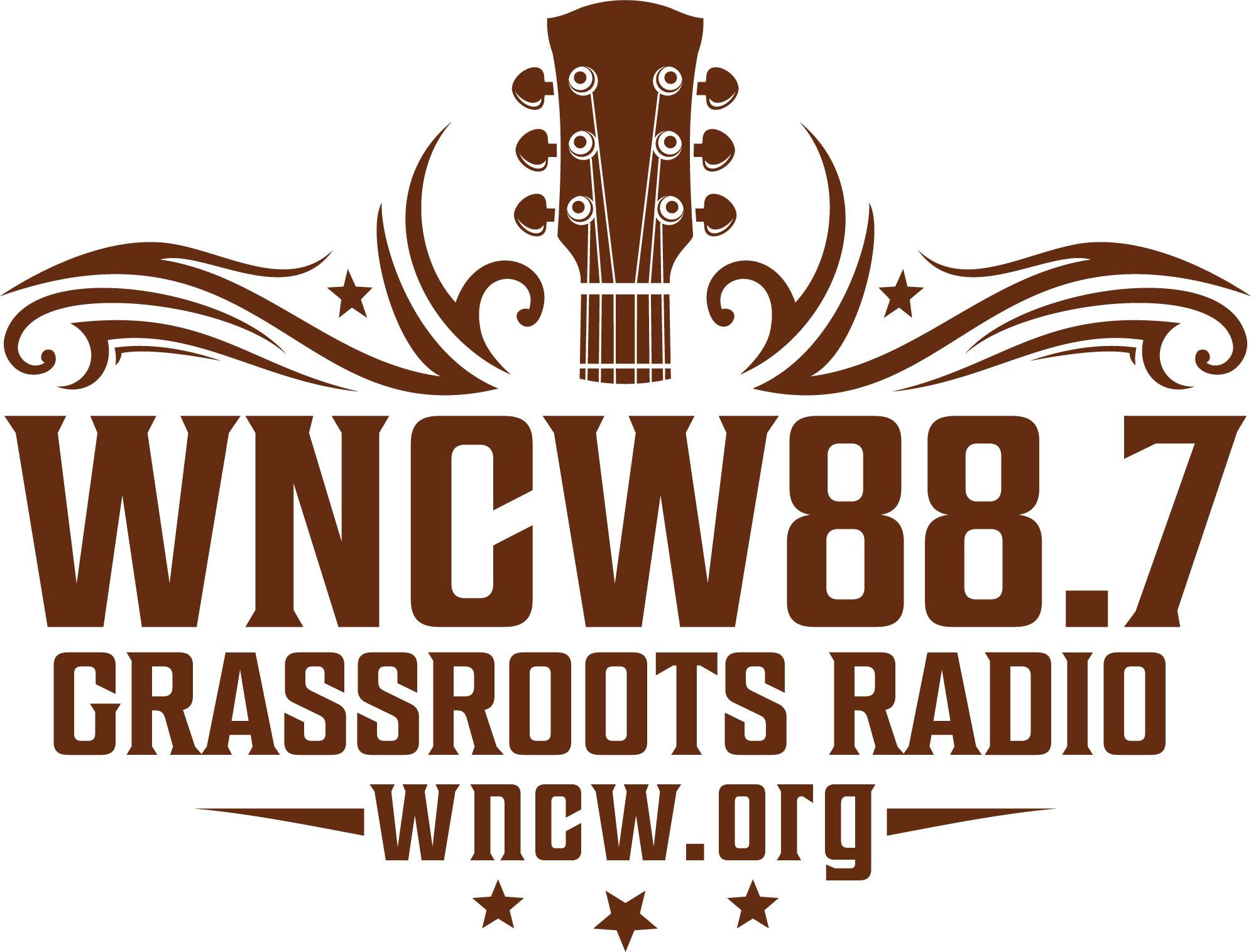 WNCW Buckle logo with grassroots radio