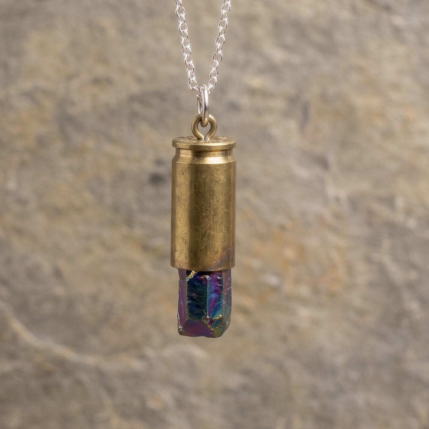 9mm Brass Rainbow Crystal Necklace