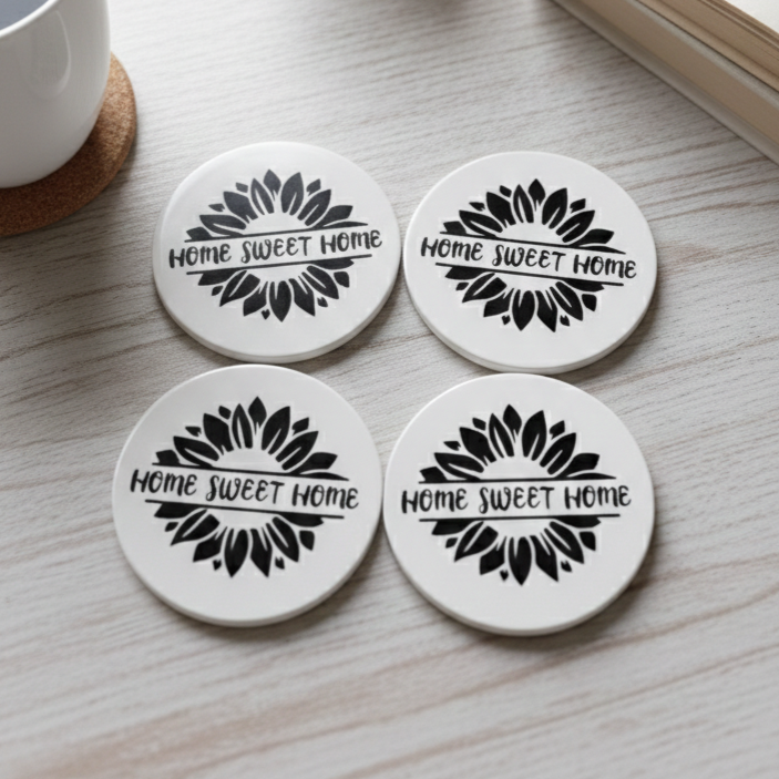 Customizable Round Ceramic Coaster