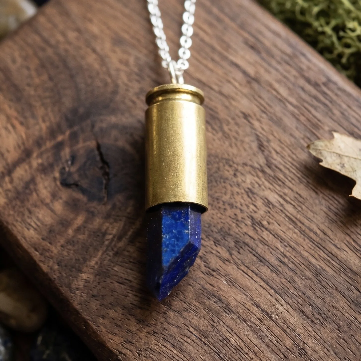 .40 Cal Brass Blue Crystal Necklace