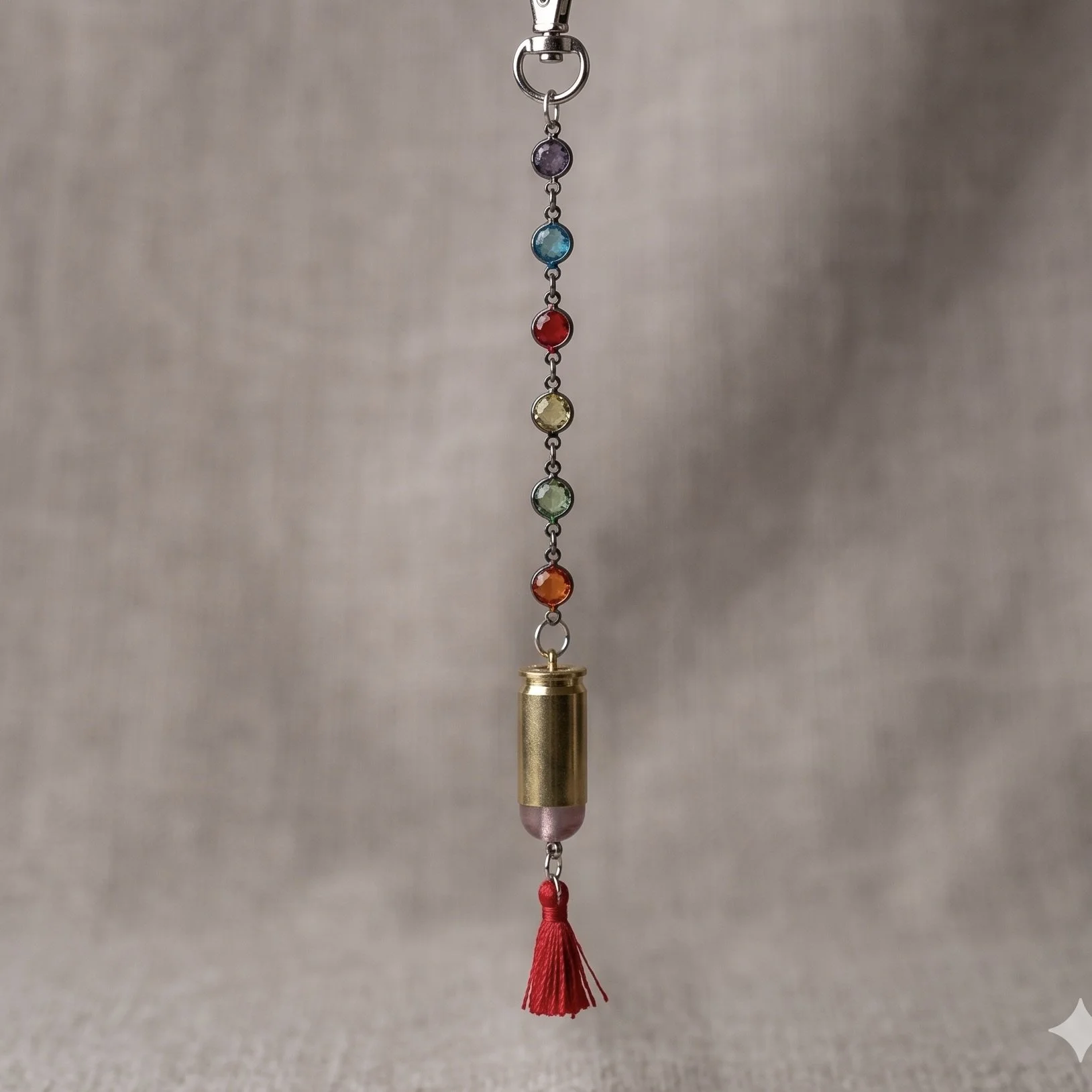 Multicolored with Pink Tassel