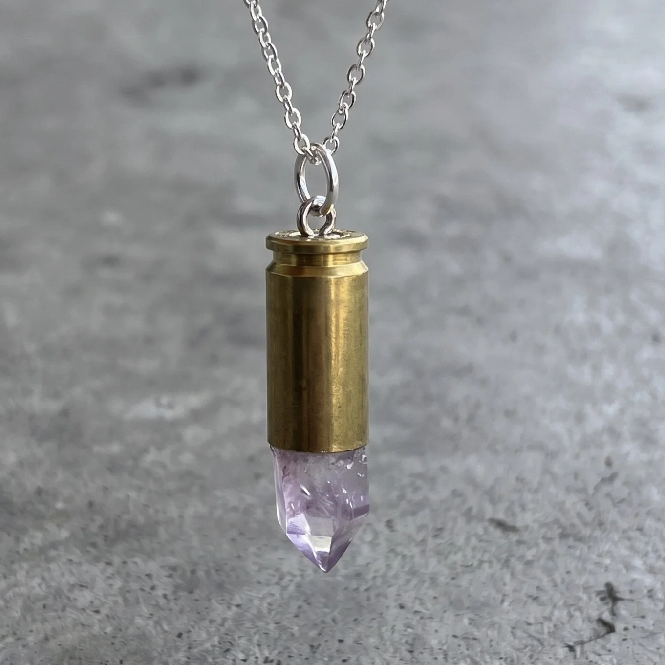 .40 Cal Brass Pink Crystal Necklace