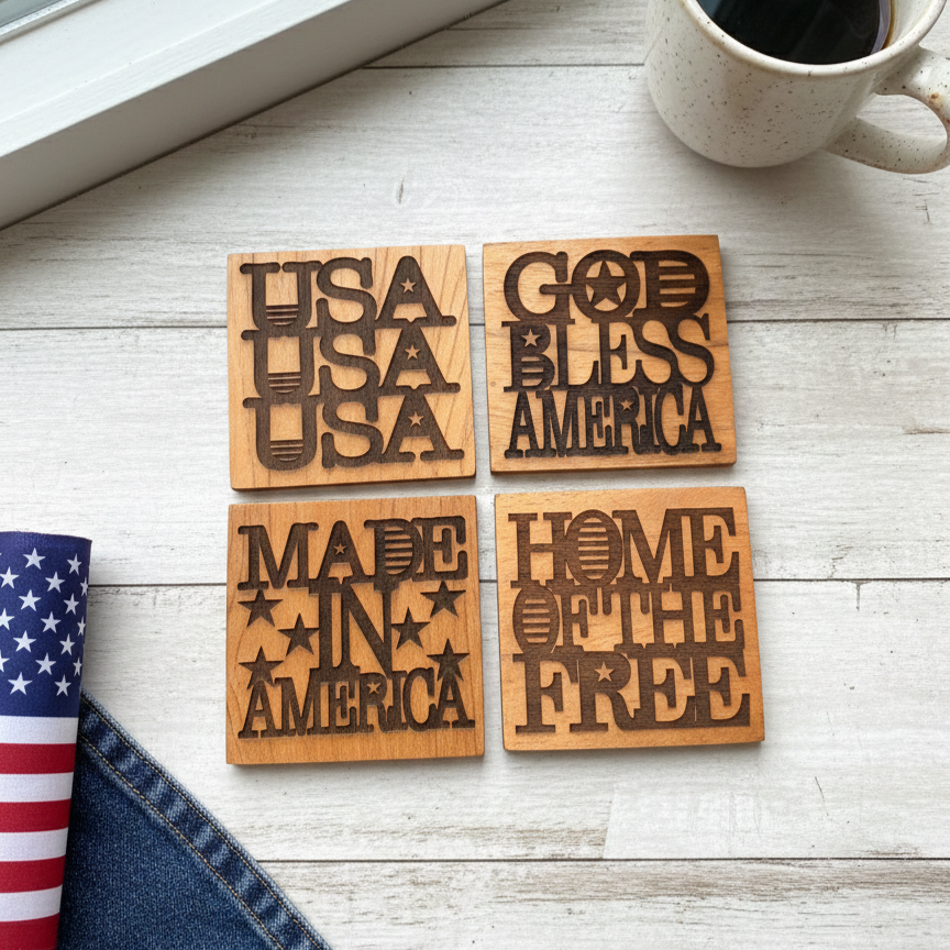 Customizable Square Wood Coasters