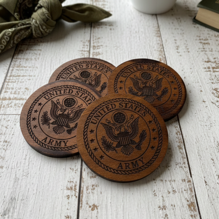 Customizable Round Wood Coasters