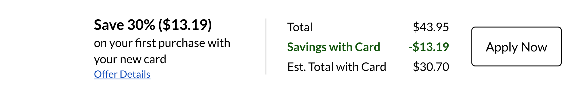 A desktop savings calculator being tested against the control. It includes less content and savings are in green.