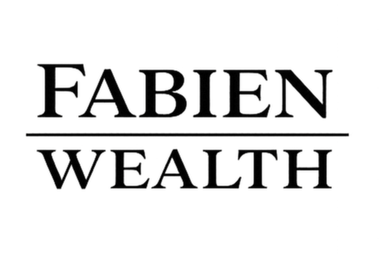 The words "FABIEN WEALTH" are written in a decorative, black, embossed font on a transparent background.
