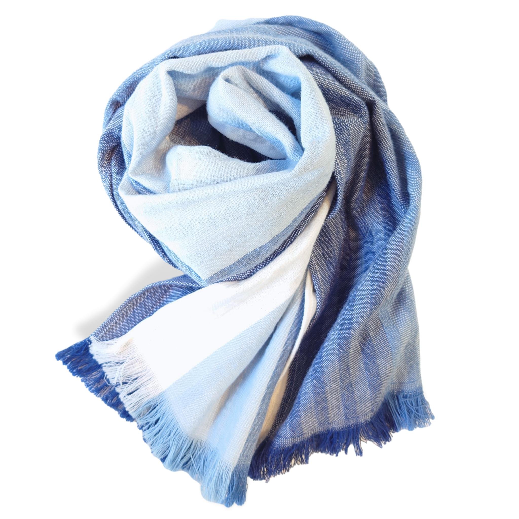 Imabari Certified Cotton Muffler Towel Scarf, Chambray Blue 13" × 71"