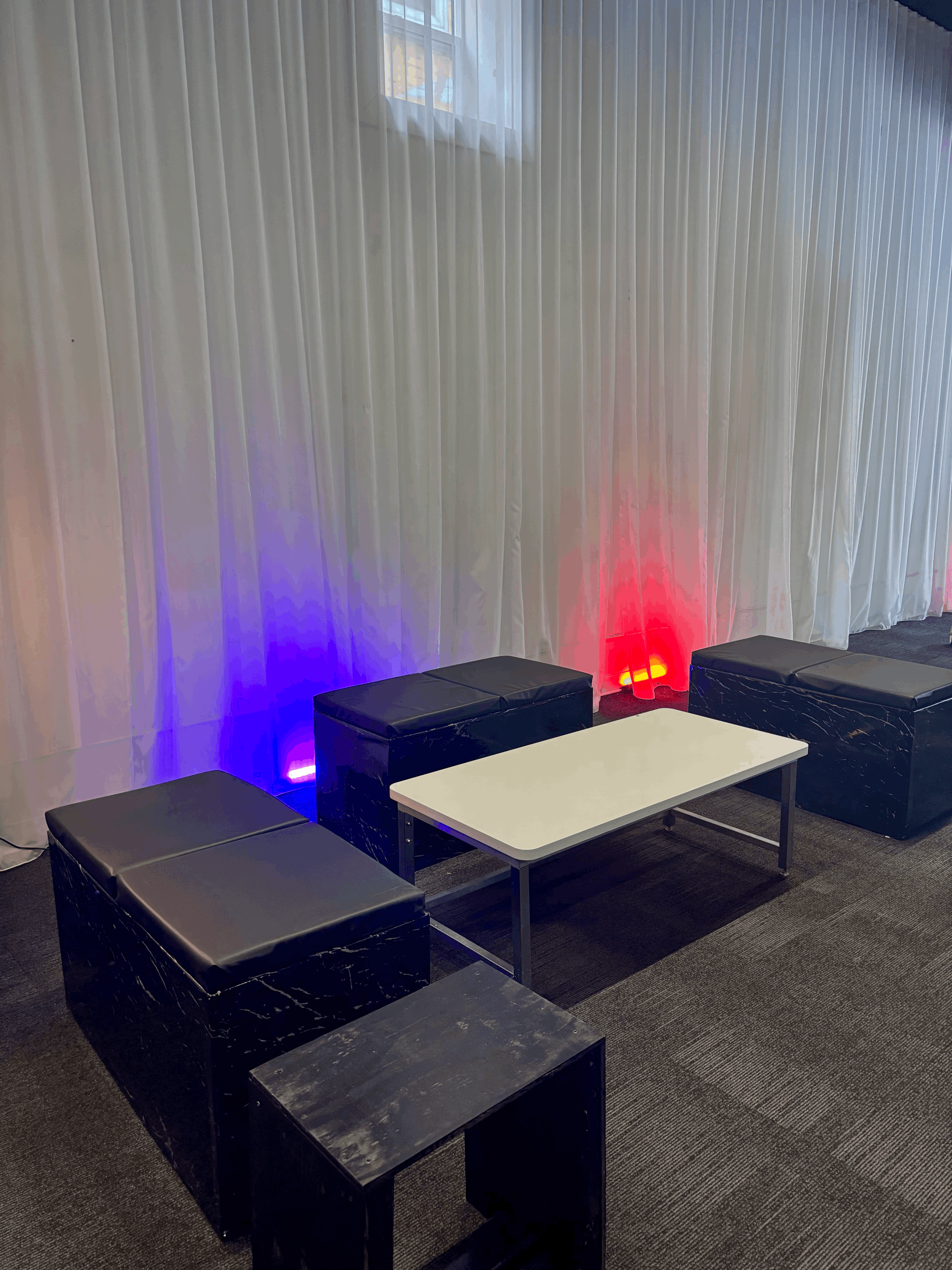 Black Booth 6 Seats Couch with Side Tables