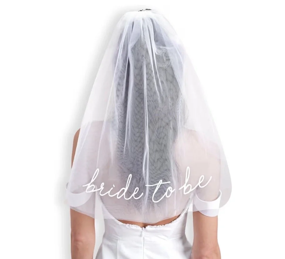 Bride to be embroidered veil for bachelorette party and bridal shower