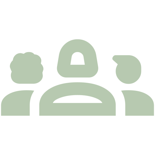 Silhouette of three people, with a central figure in a hat, indicating a meeting or group discussion.