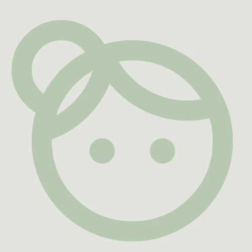 Simplified icon of a girl's face with a ponytail.