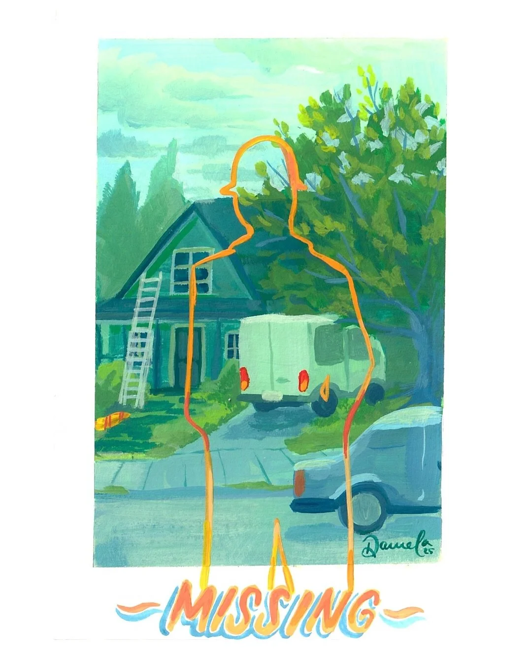 MISSING 1/2 
. 
Postcard in acrylic gouache for sale. DM if you want the original and prints available as well. ❤️