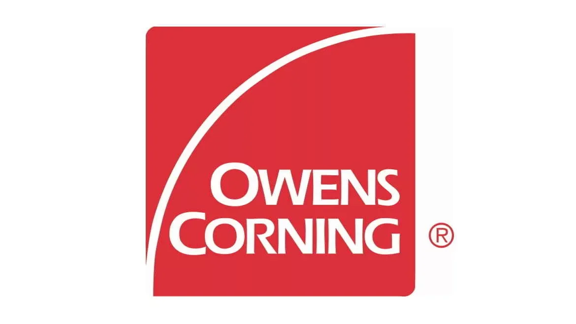 Red square logo with white curved line and white text that reads "OWENS CORNING".
