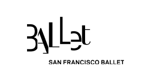 Logo for San Francisco Ballet featuring stylized text 'BALLET' with the words 'San Francisco Ballet' underneath.