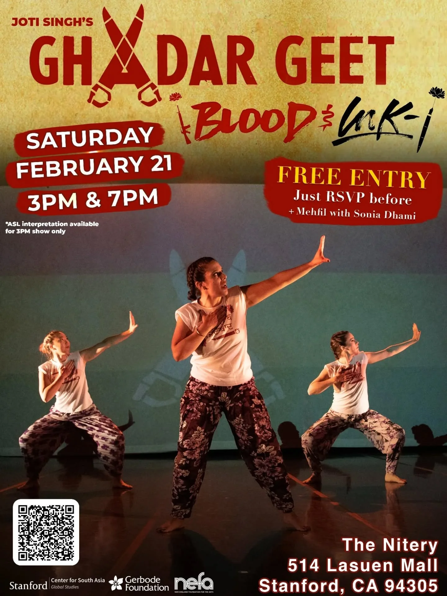 We're bringing Ghadar Geet: Blood and Ink to Stanford on February 21st! @csastanford

Join us for two performances (3 PM &amp; 7 PM) chronicling the Bay Area's Ghadar Party's revolutionary role in India's fight for independence. 

Between shows, gath