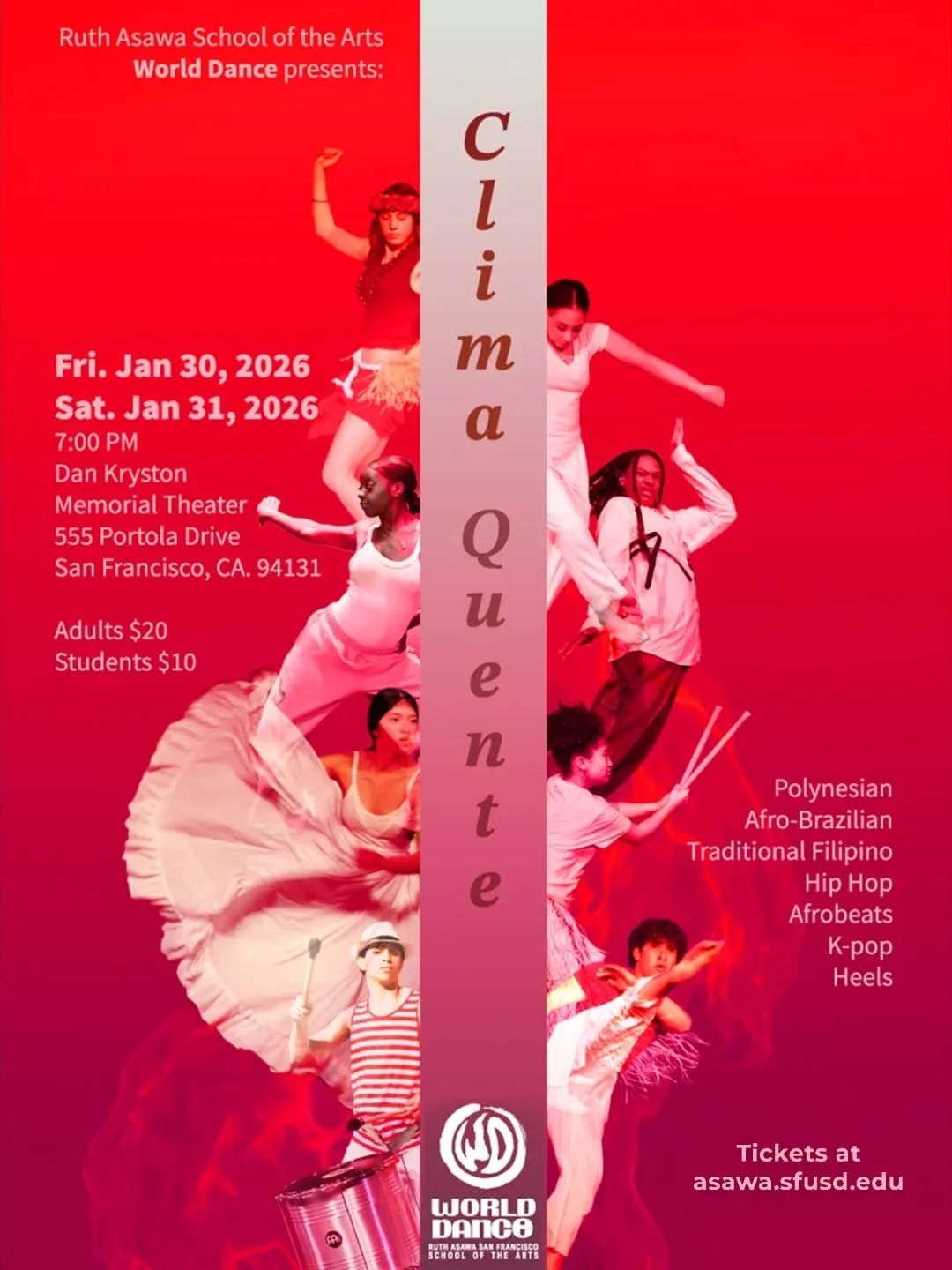 Come check out Clima Quente at @ruthasawasota this Friday and Saturday! 

The World Dance department Joti founded and directed for 4 years is putting on a show featuring Polynesian, Afro-Brazilian, Filipino, Hip Hop, Afrobeats, K-pop, and Heels. 

🗓