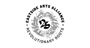 Logo of Eastside Arts Alliance featuring a tree and the number 26, with the text 'Eastside Arts Alliance' and 'Revolutionary Roots' surrounding it.