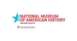 Logo of the National Museum of American History at the Smithsonian, featuring a red and blue star with text.