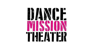 Text logo reading 'Dance Mission Theater' with 'Dance' and 'Theater' in black and 'Mission' in pink.