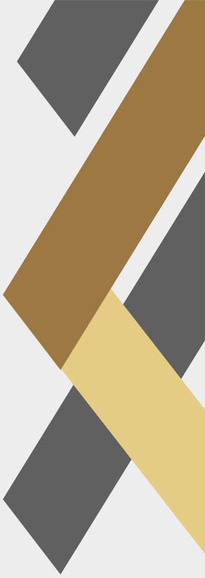 Abstract geometric design with overlapping rectangles in gray, gold, and beige on a light gray background.