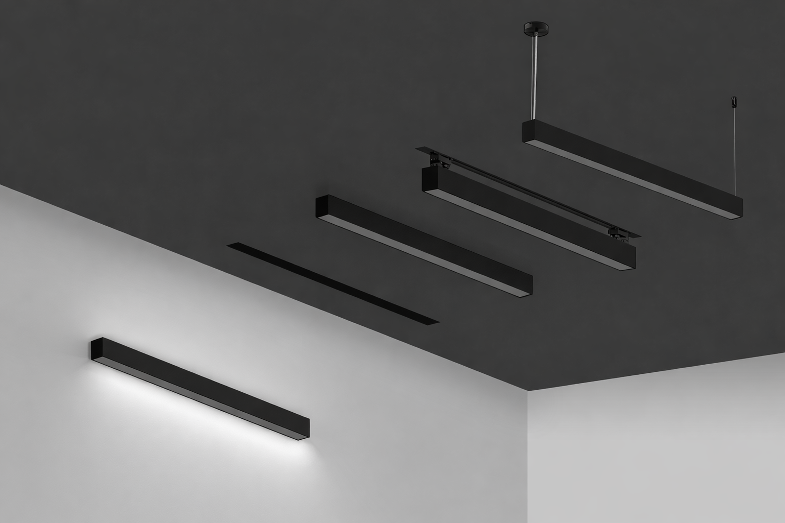 HORIZON LINEAR 1500 42W BLACK SINGLE ASPECT OPAL DALI