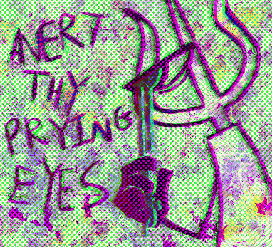 Colorful doodle featuring a heart, a lightbulb, and the handwritten phrase 'NEVER GIVE UP TRYING'.