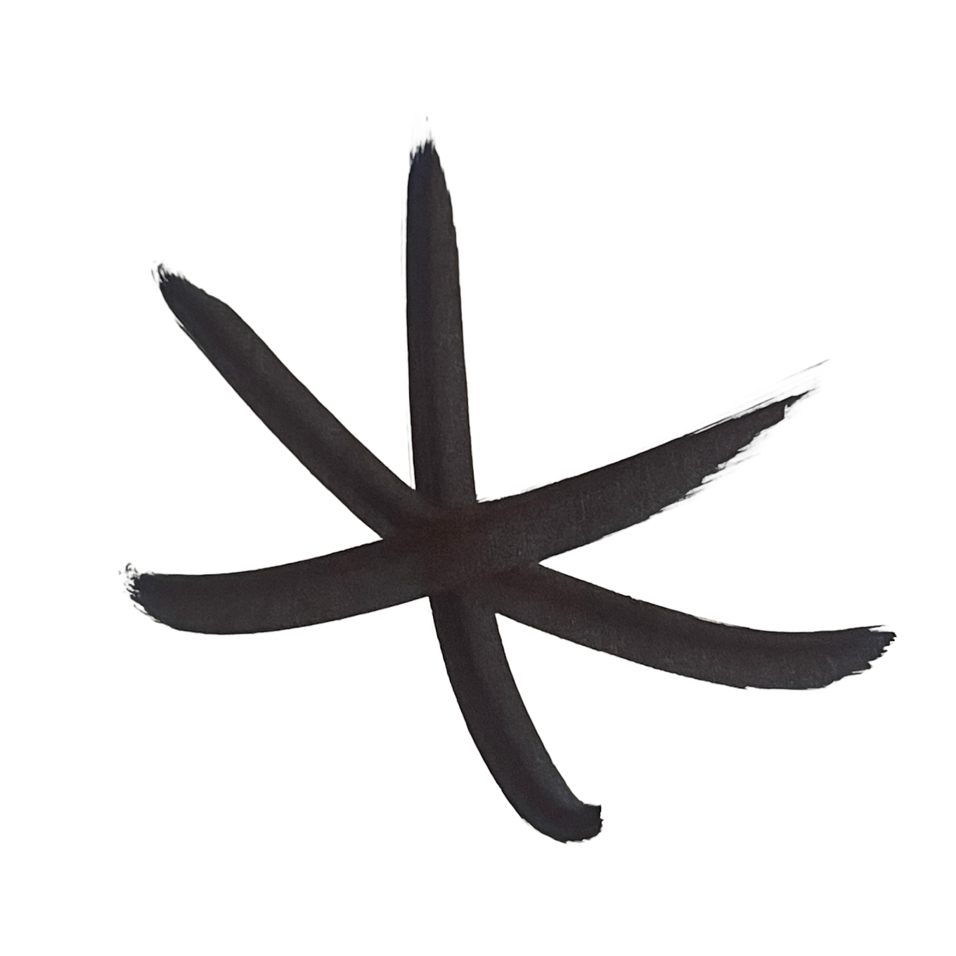 Black calligraphy brush stroke in Asian style on a transparent background.