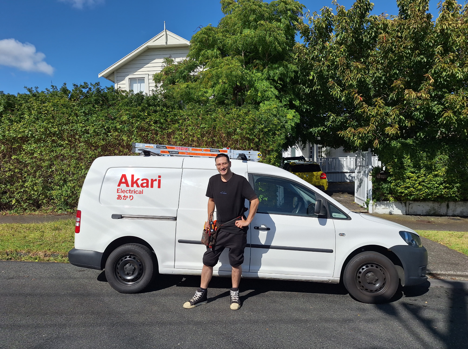 Nick standing in front of van
