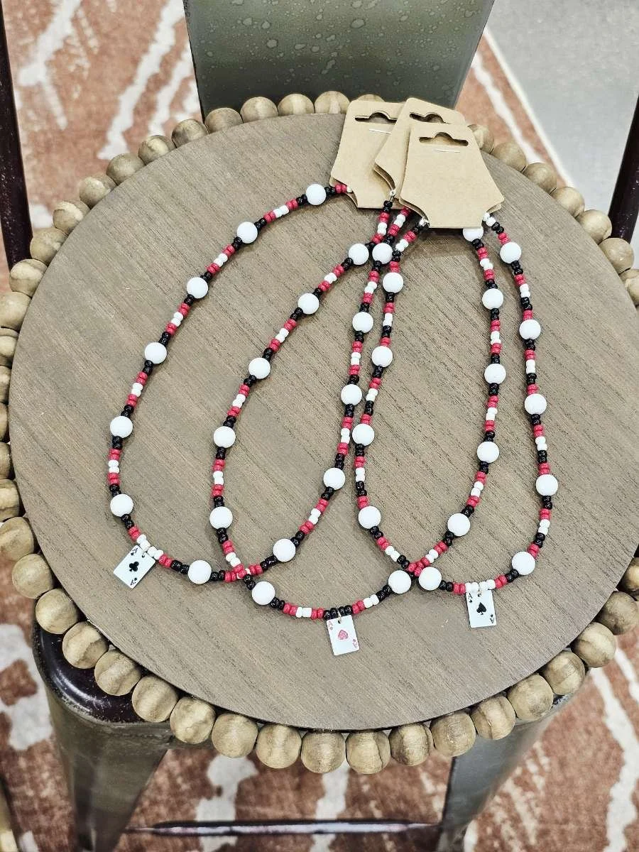 Beaded Ace Charm Necklace