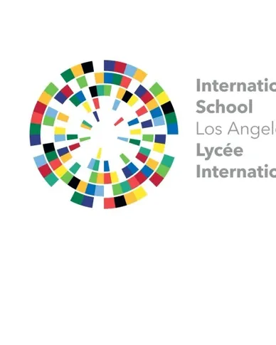 Colorful circular logo with the text 'International School' and 'Los Angeles' in gray and 'Lycée International' in black.