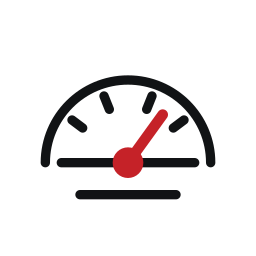 Close-up of a car fuel gauge indicating nearly full tank