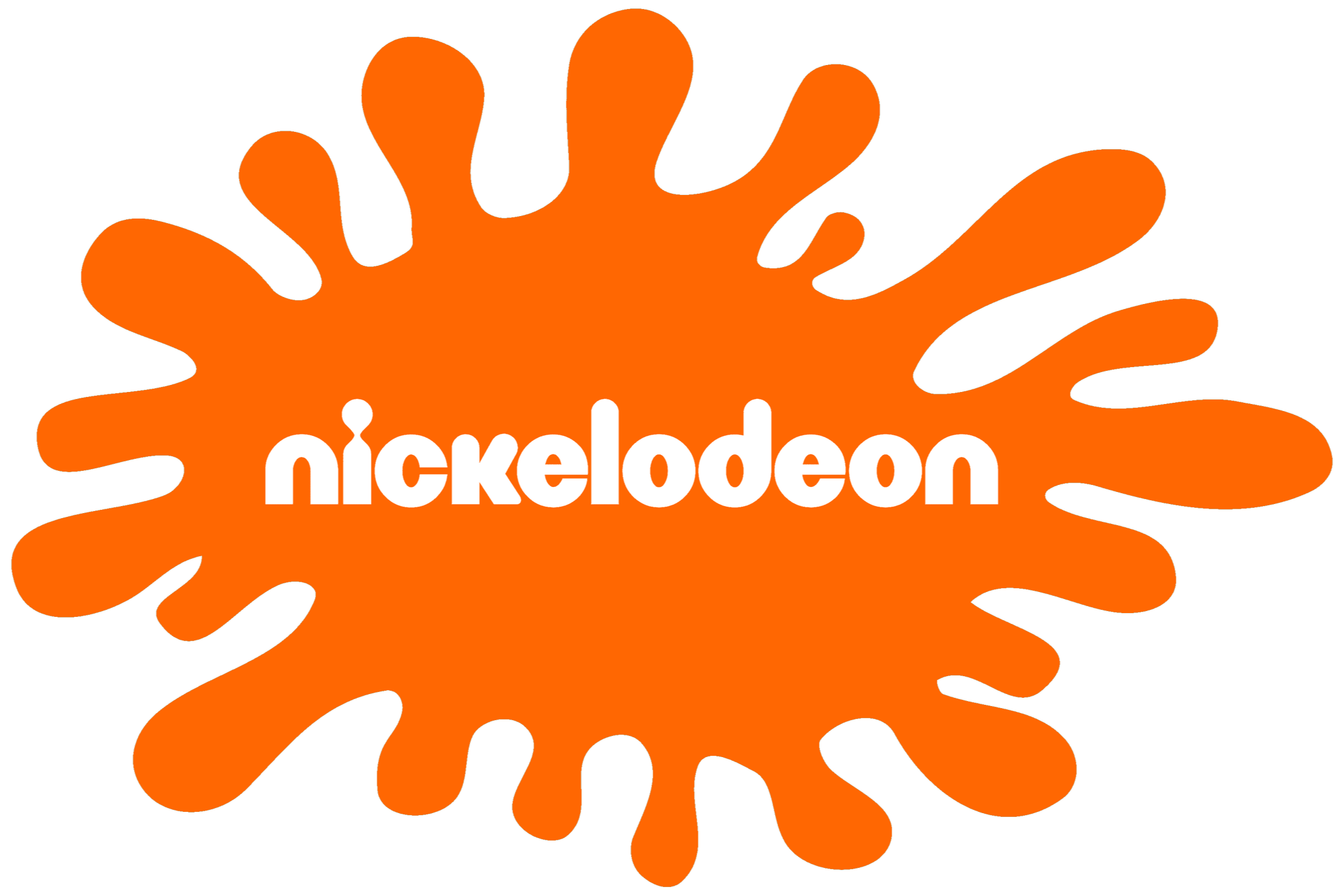 Nickelodeon logo with orange splatter background and white text