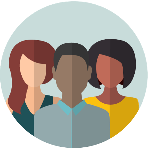 Silhouettes of a group of people