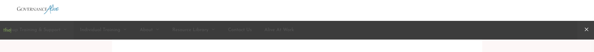 Close-up of a website header with the logo 'Governance Alive' and navigation menu.