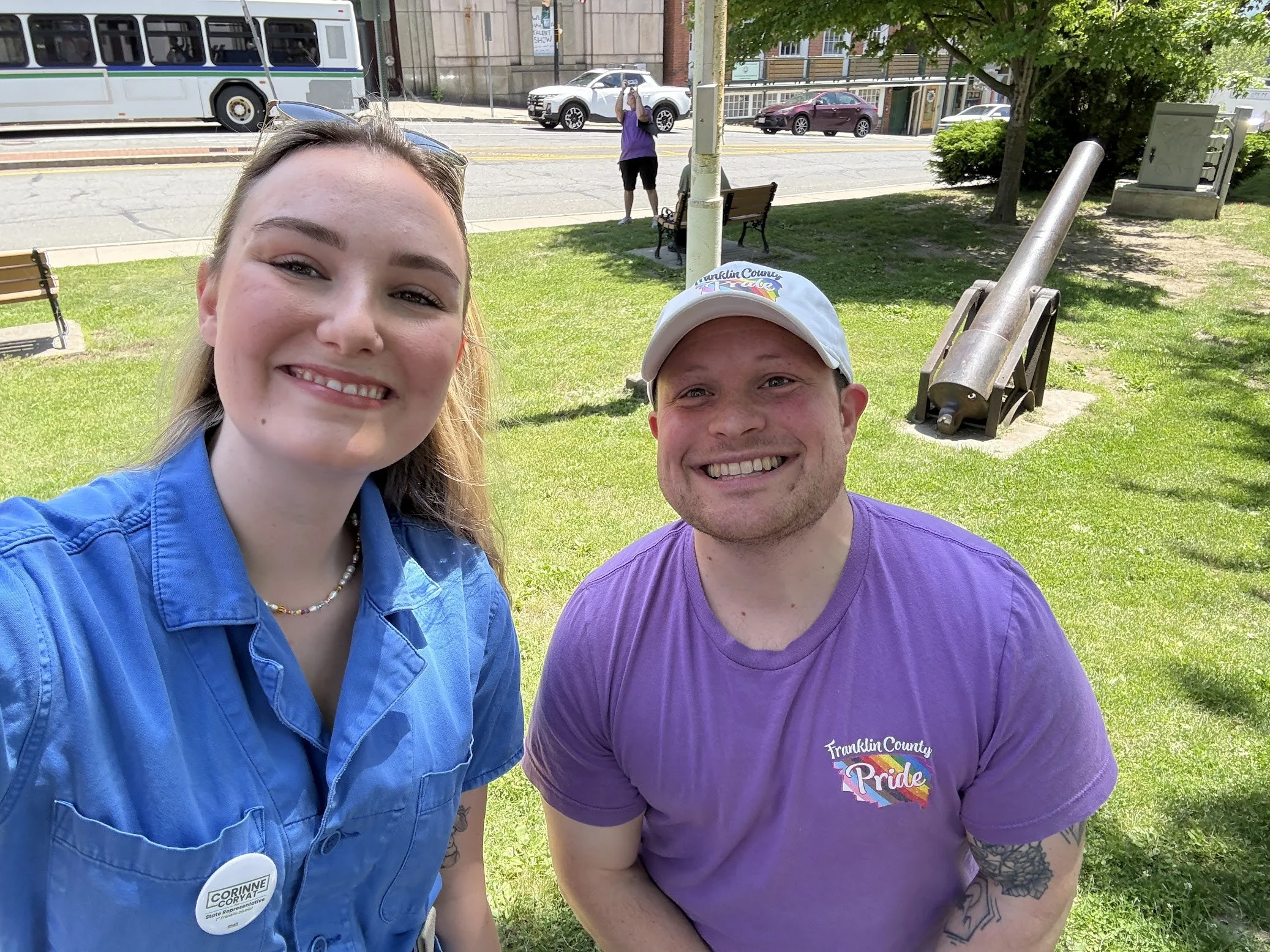 Pride flag raising at the Greenfield Town Common. 