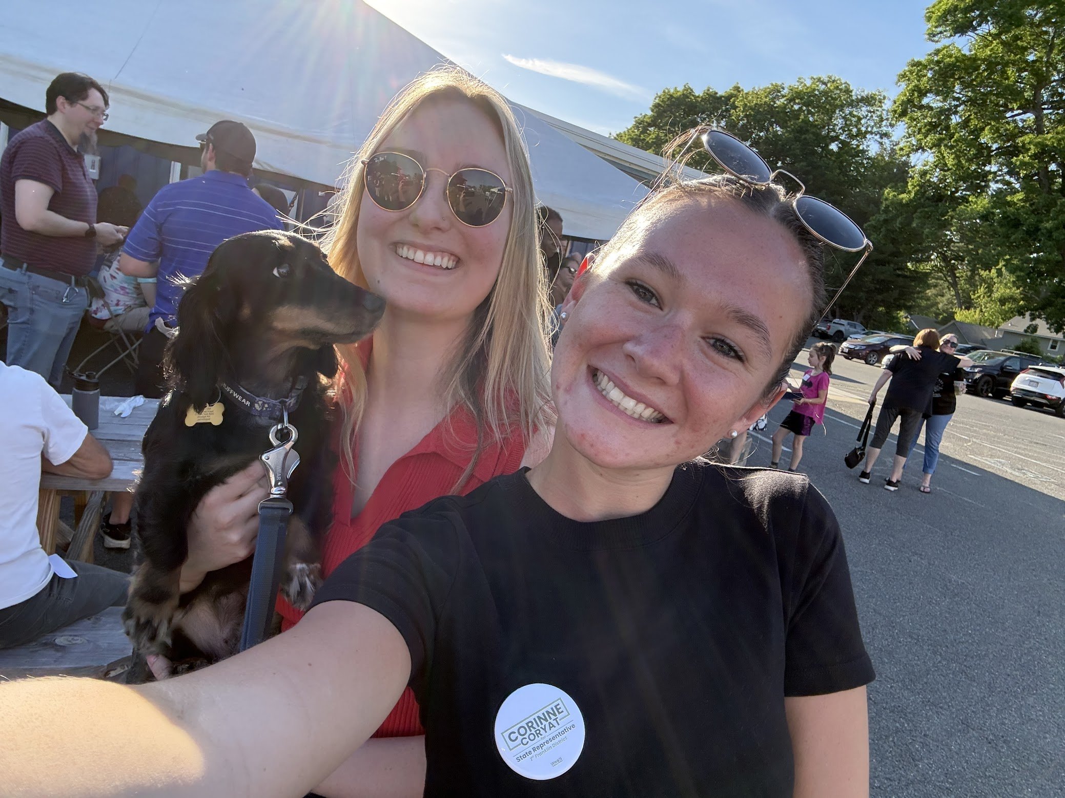 Corinne and Campaign Manager Lucy Postera at the Franklin County CDC block party. 