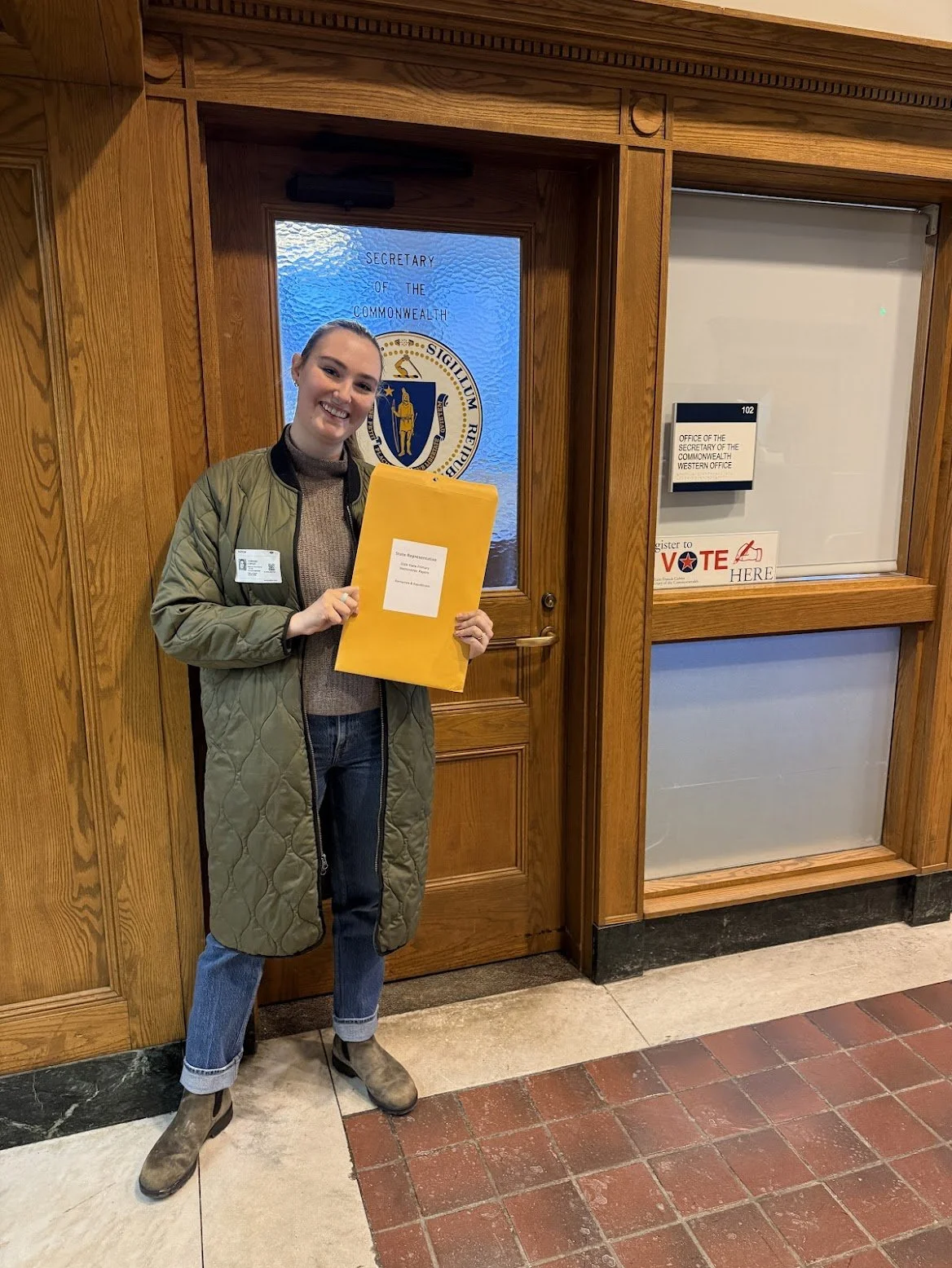Picking up nomination papers to get on the ballot. 