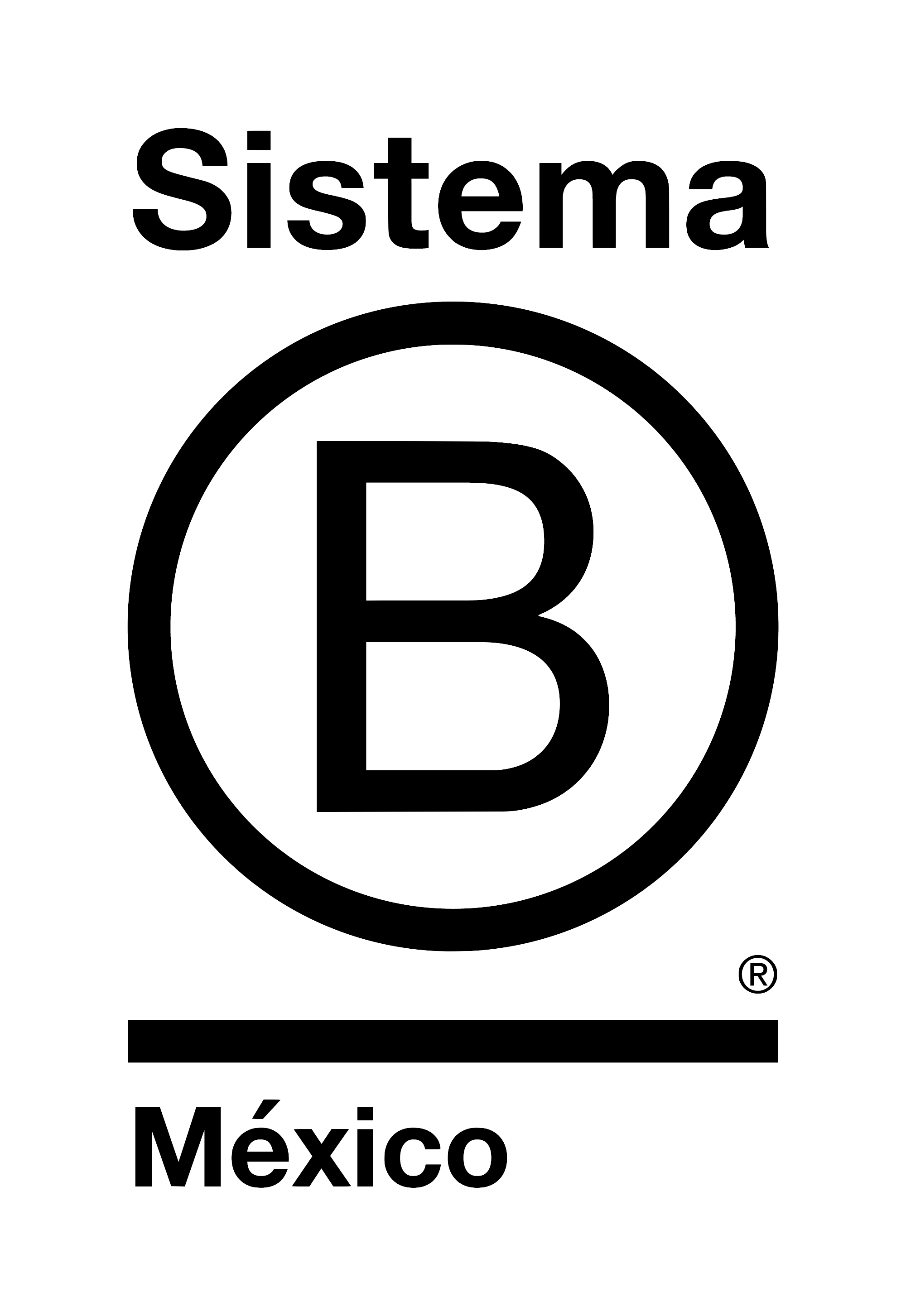 Imagen de un logo que dice Sistema B México con un símbolo circular y la letra B en el centro.