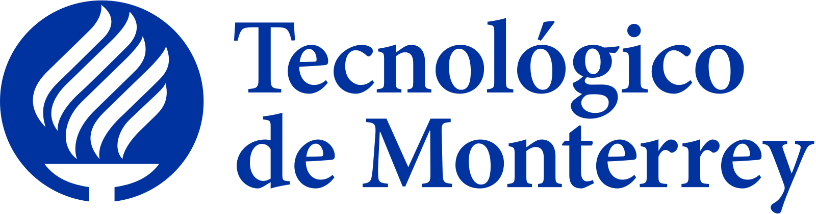 Logotipo del Tecnológico de Monterrey en color azul, con un símbolo circular a la izquierda y texto a la derecha que dice 'Tecnológico de Monterrey'.
