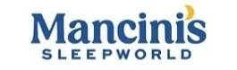 Mancin's Sleep World logo with blue text and a yellow crescent moon.
