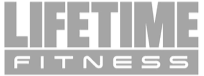 Lifetime Fitness logo in gray and white.