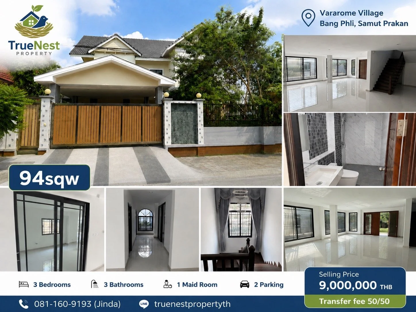 94 Sq Wah | 3 Bedrooms | 3 bathrooms | 1 Maid Room | 2 Car Parking | Newly Renovated | Asking THB 9m