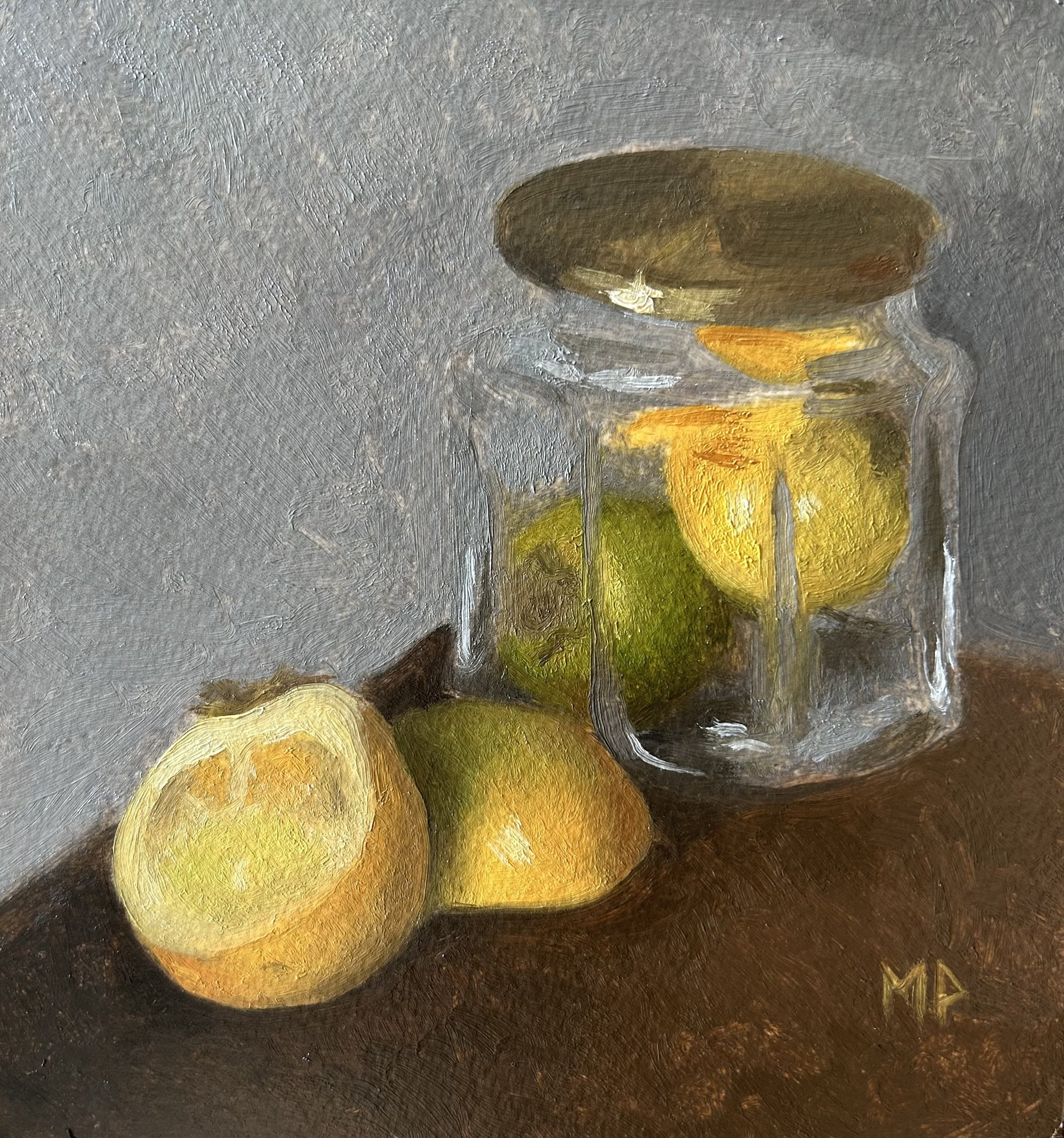Jar of Aguaymanto, oil on paper, 8 x 8”, 2025