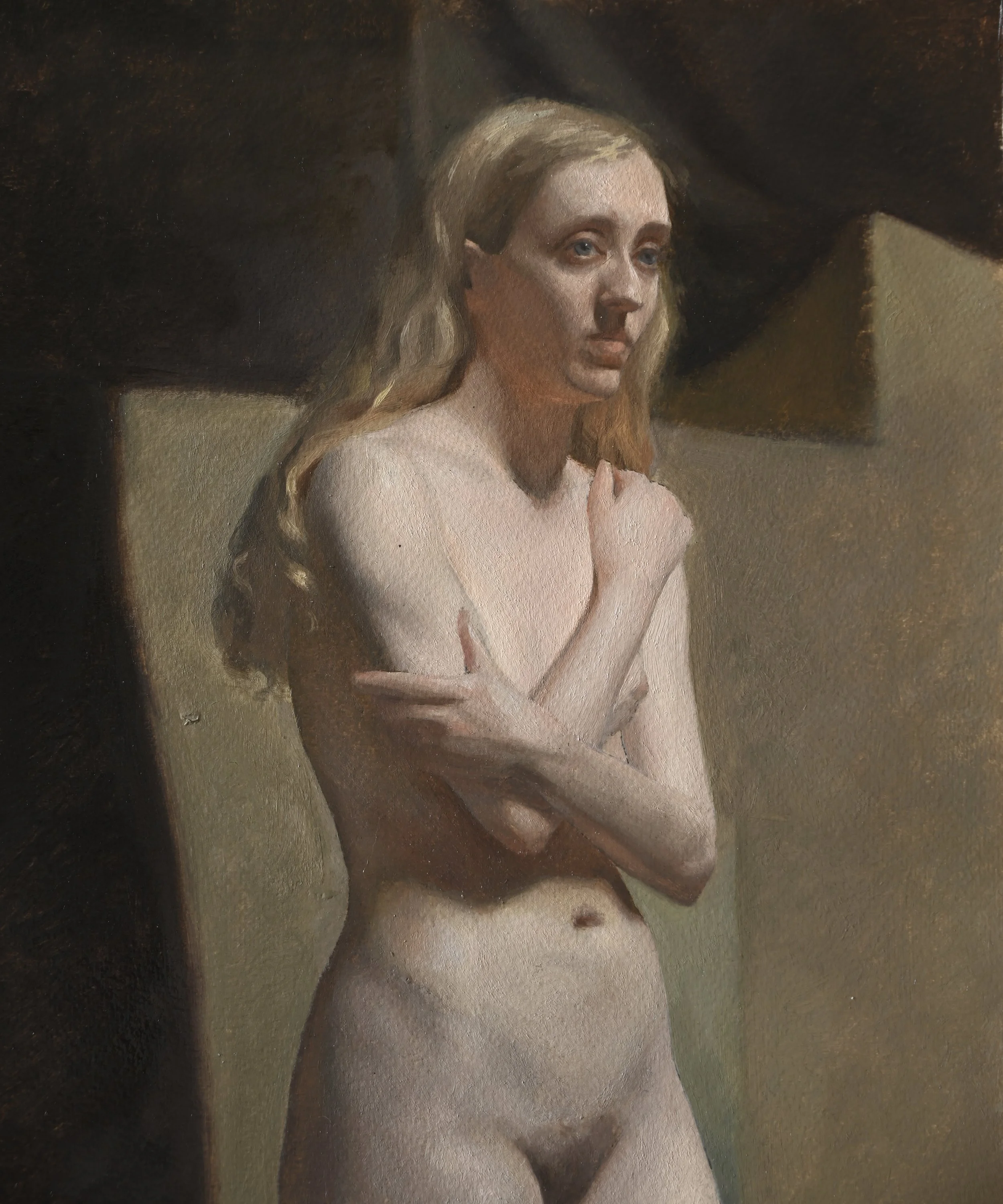 Detail of Liz Standing, oil on paper, 2025